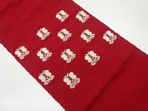 手織り紬遠州椿模様織出し名古屋帯